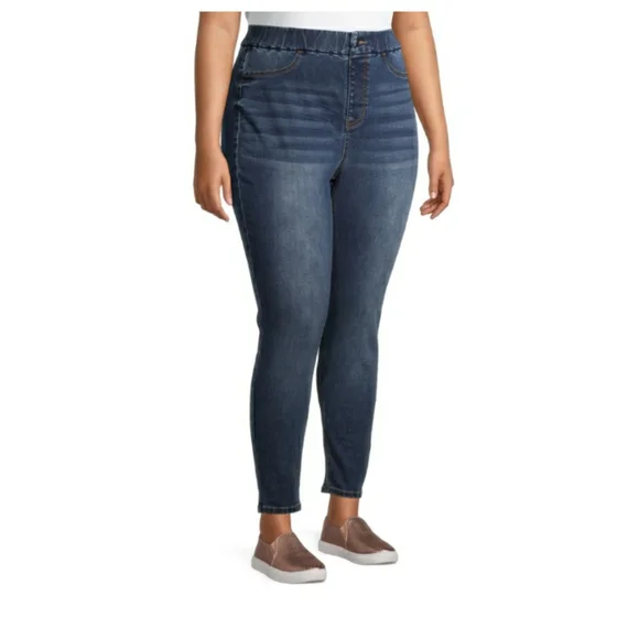 Curvy super high rise med blue Juniors plus XXXL(21) NOBO jeggings stretch jeans - Picture 2 of 7